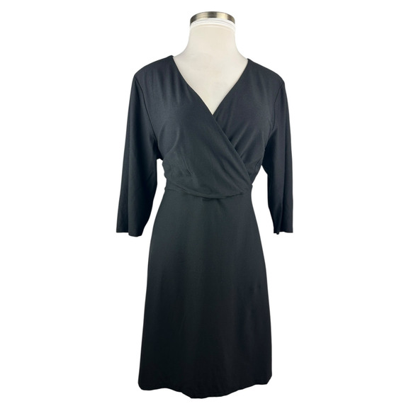 Eileen Fisher Faux Wrap Dress Black Stretch Slinky Jersey Women's Plus Size 1X - Picture 3 of 15